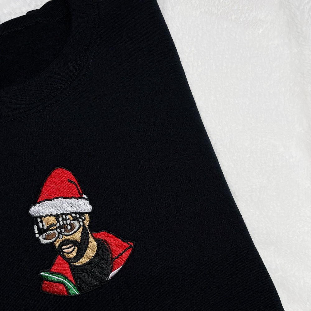 Customer Embroidered Black Bad Bunny Xmas Crewneck